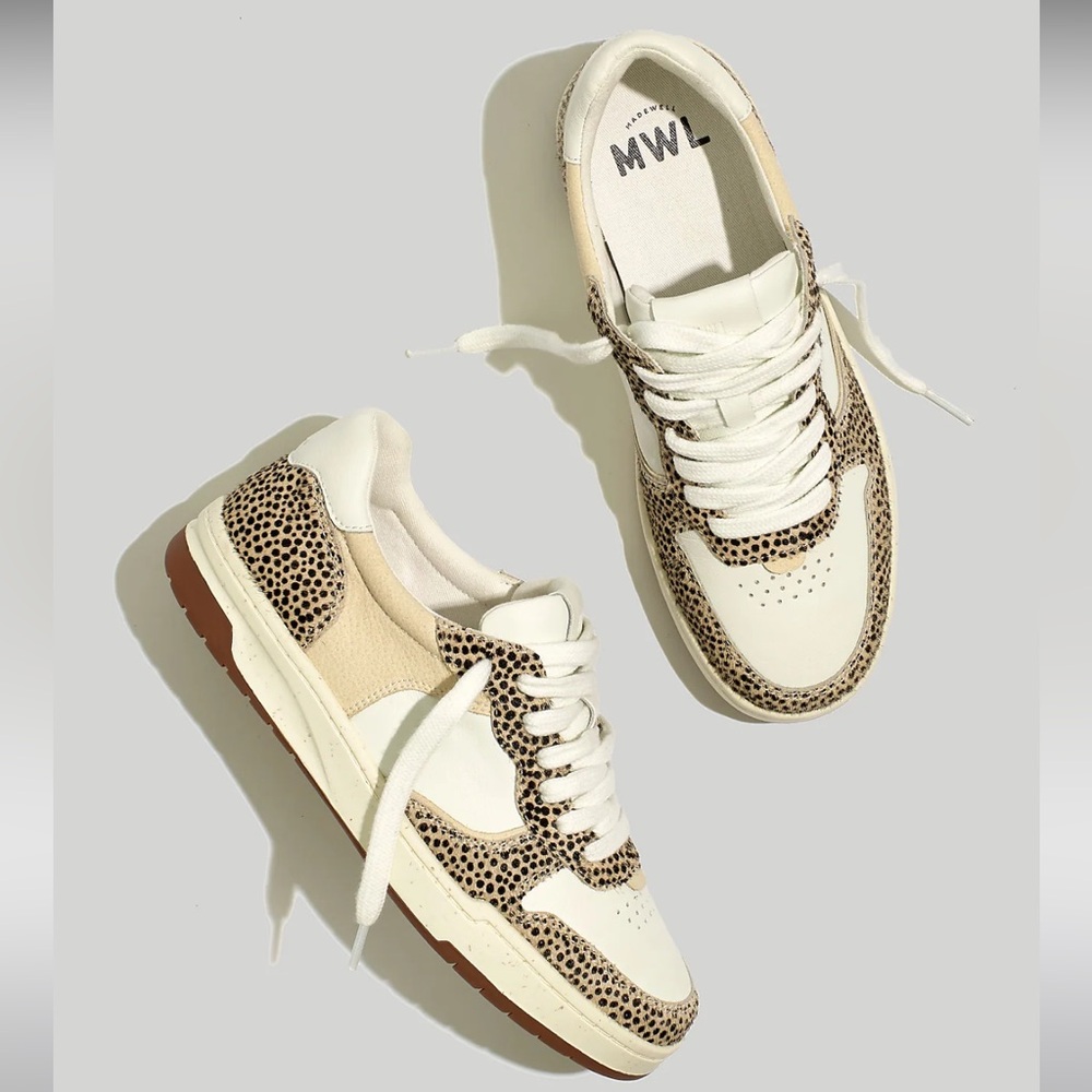 Madewell MWL Court Sneakers in spotted calf hair